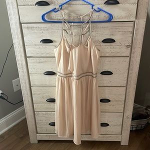 Beaded neckline blush dress